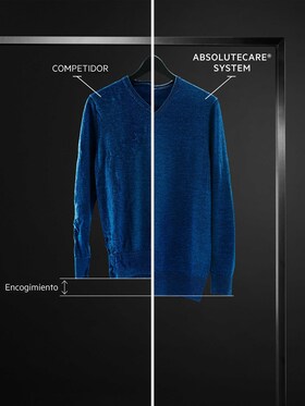 Comparación de dos jerséis de lana encogidos y sin encoger con el sistema AbsoluteCare® de AEG