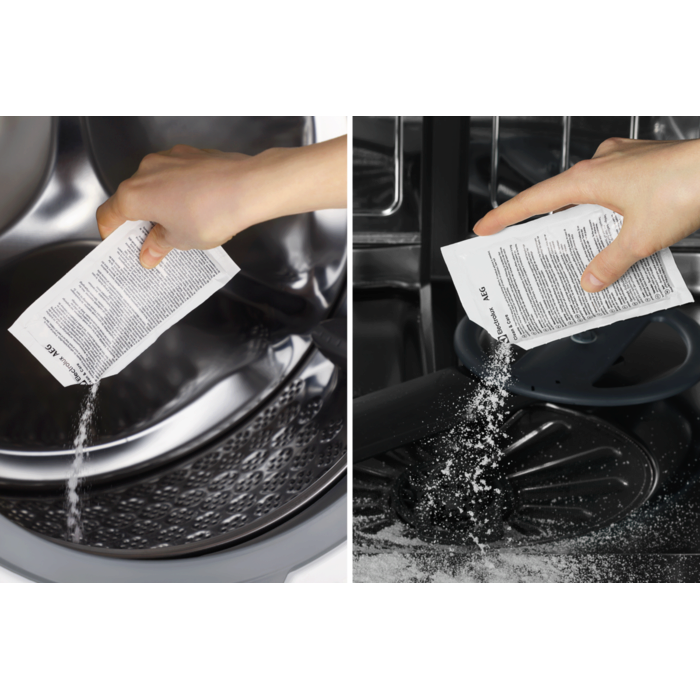 Clean&Care 3-in-1 descaler, degreaser and hygienic cleaner for monthly washing machine and dishwasher maintenance.