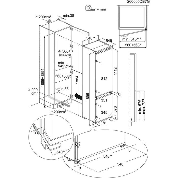 Frigorífico combi de integración Serie 7000 de 188,4 cm NSC7C191DS