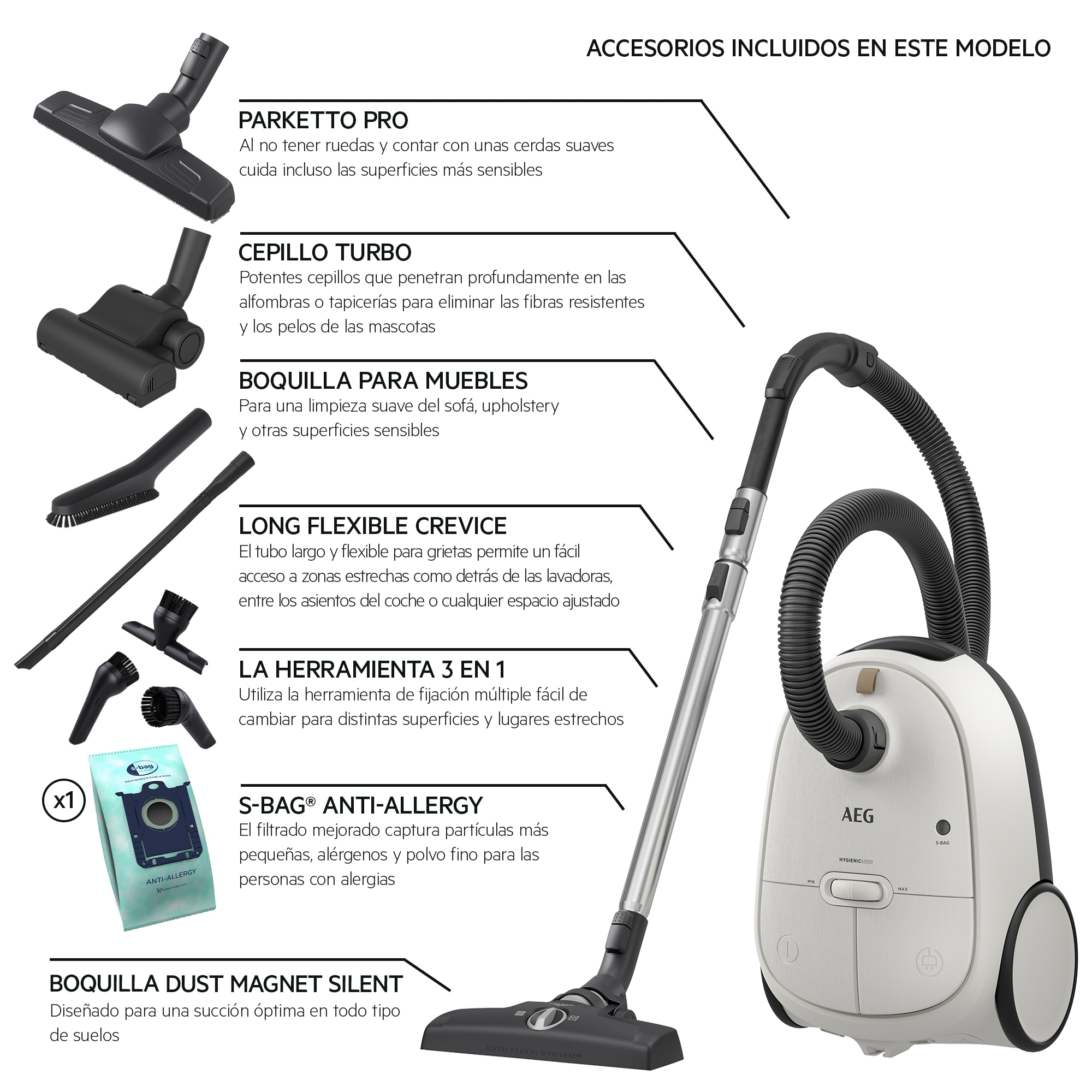 AEG - Aspiradora con bolsa - AB61H6SW