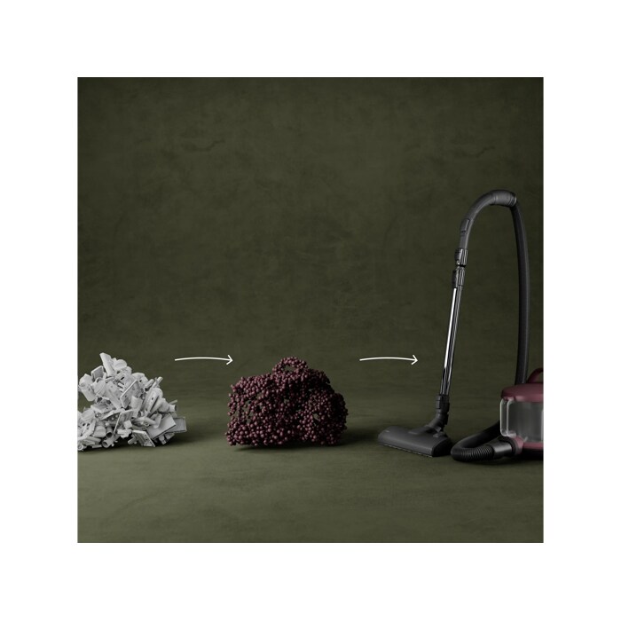 Vacuum cleaner and main nozzle made with up to 50% recycled plastic for a more sustainable choice.
