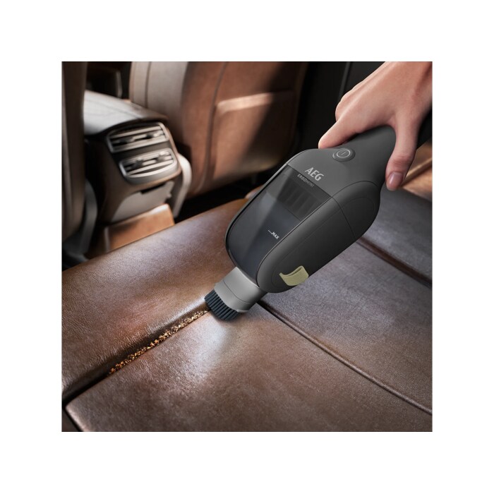 The small dusting brush gently cleans uneven or delicate surfaces, such as crevices in cars.