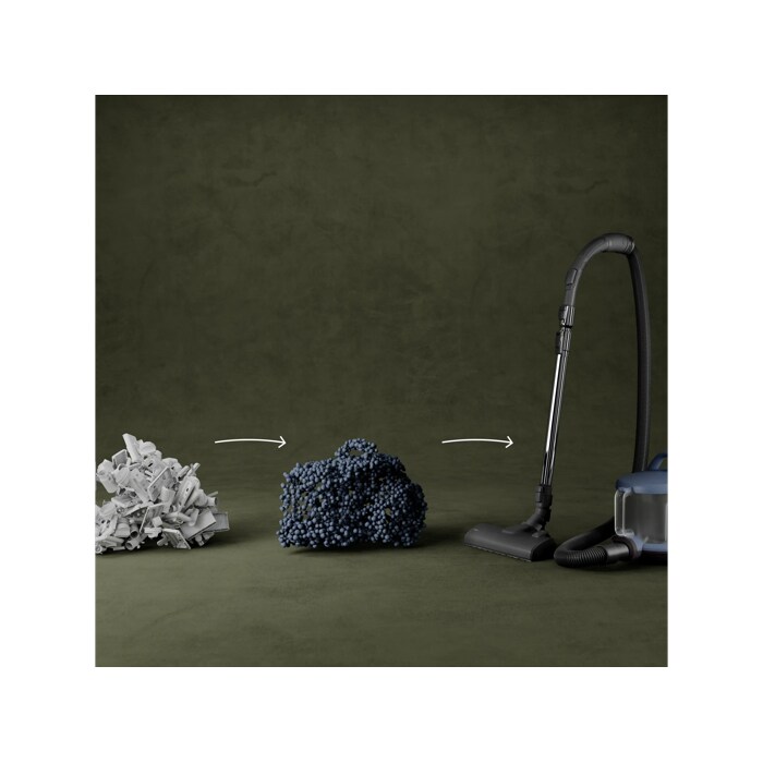 Vacuum cleaner and main nozzle made with up to 50% recycled plastic for a more sustainable choice.