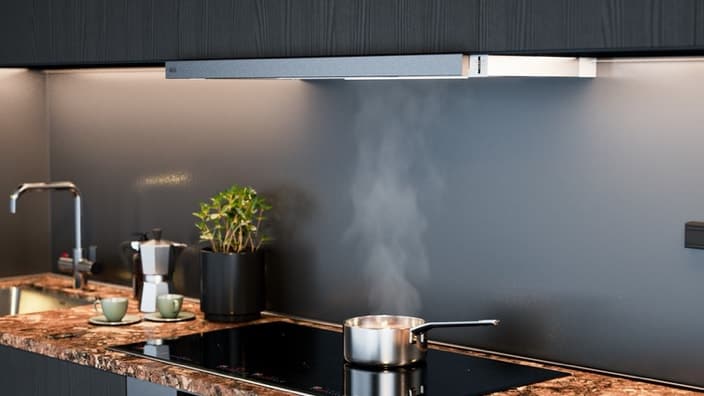 Campana extractora integrada en una cocina