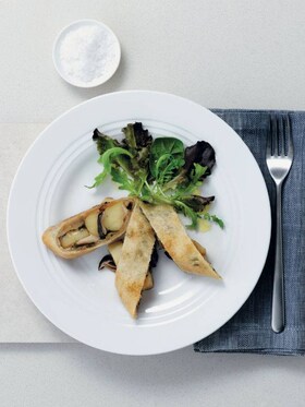 strudel de patatas y setas shiitake